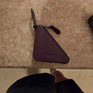 COACH triangle change purse with carabiner clip